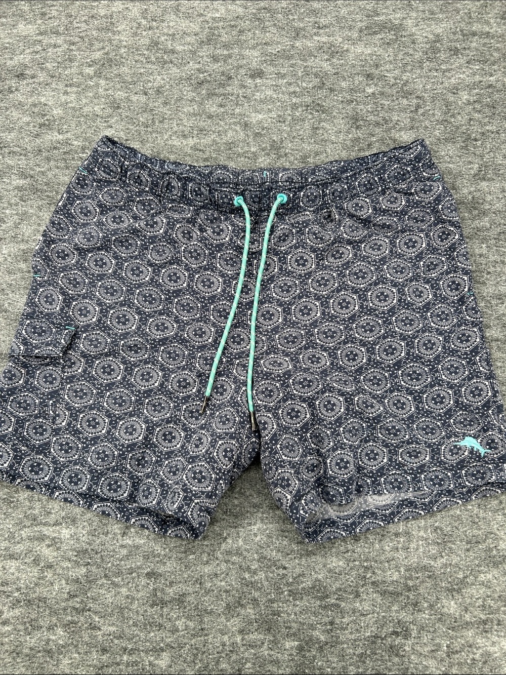 Tommy Bahama Relax Swimming Drawstring Patterned Trunks, Men's M (Blue/Navy)